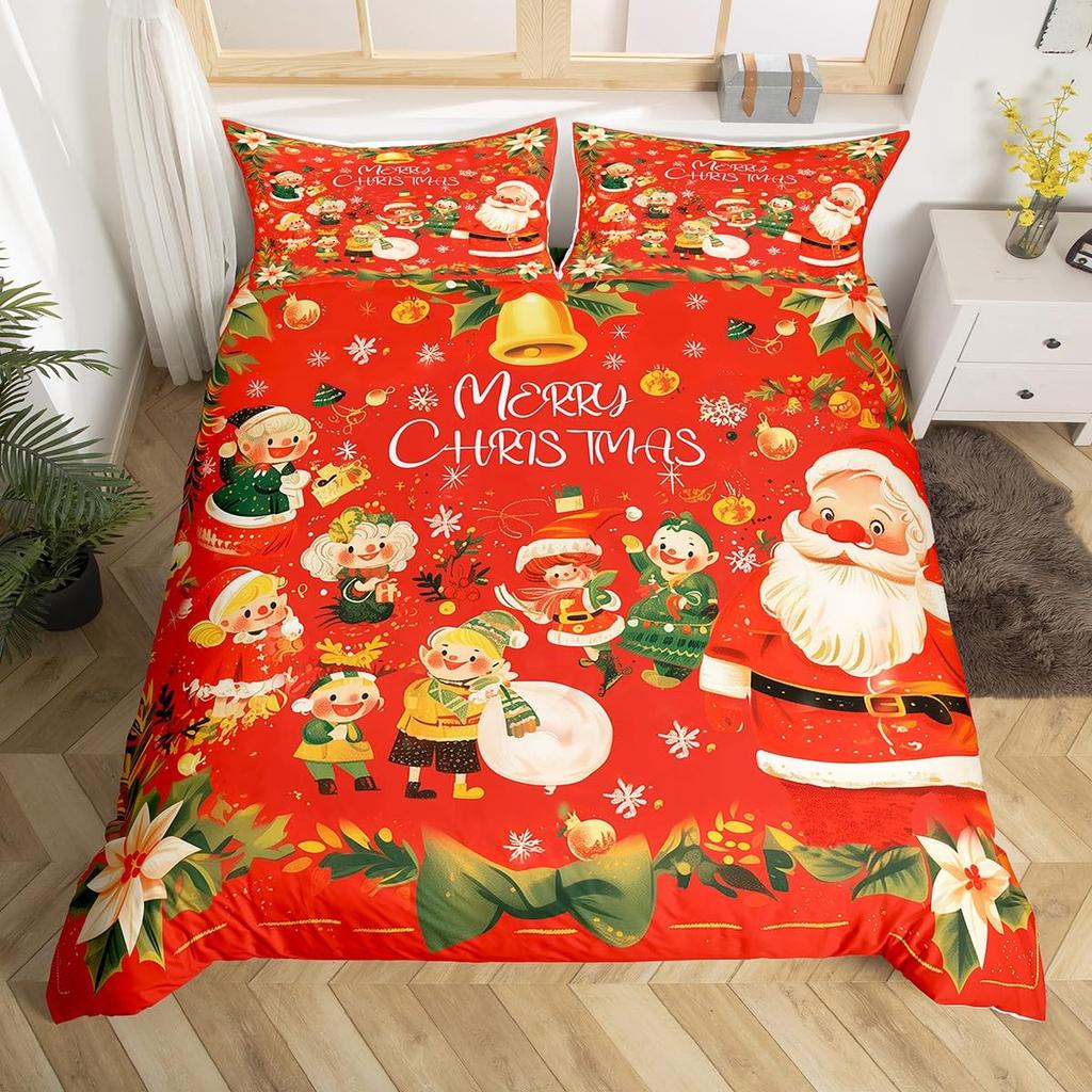 Dachshund Dog Duvet Cover Set Twin King Merry Christmas Theme Bedding Set 3Pcs For Kids Teens Kawaii Cartoon Pet Comforter Cover