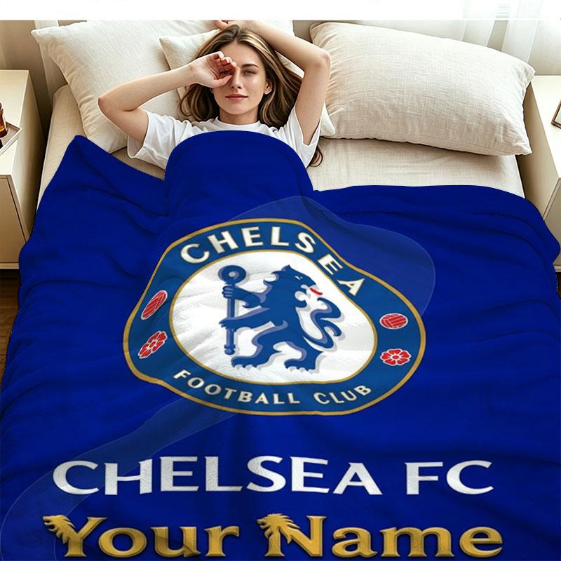1PC Chelsea F Custom Name Patterned Flannel Blanket Suitable For All Seasons for Home Decor Warmth and Comfort Gifts Holiday Present