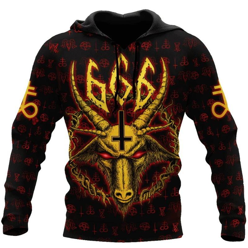 Tattoo Skeleton Cross Terror Red 3D Printed Men's Oversized Hoodie Sweatshirt Autumn Casual Tracksuits Bad Wolf Animal Clothing