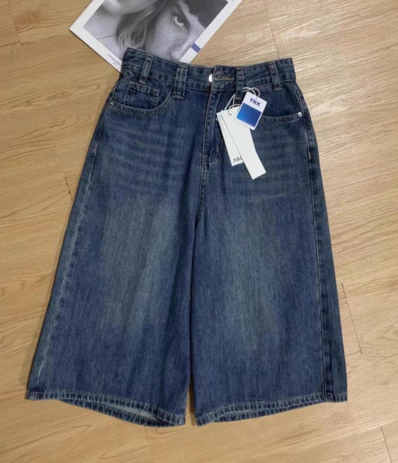 Women's New Tang Wide-Leg Seven-Point Jeans - Summer 2026 Relaxed Straight-Leg Style