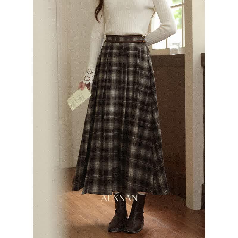 Lulu Deer Coffee A-Line High-Waist Skirt