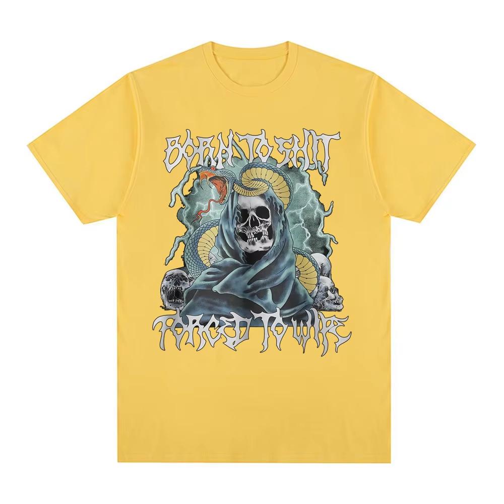 2026 Born To Shit Forced To Wipe Funny Hard Skeleton Meme T Shirts Men Women Clothing Fashion Short Sleeve Cotton Oversized T-shirts Casual Tee Top
