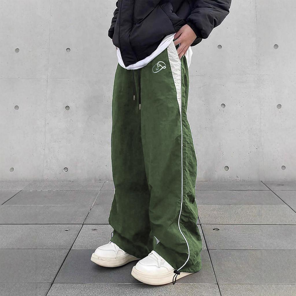 Pantaloni da tuta larghi a gamba larga con inserti laterali e vita con coulisse regolabile per uomo e donna, unisex, casual, sportswear