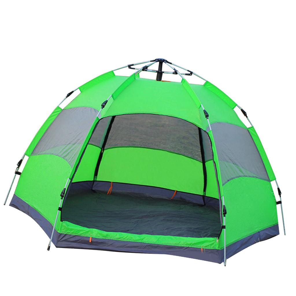 8 Person Easy Pop Up Camping Tent Double Layer Instant Automatic Pop Up Hexagonal Tent Green
