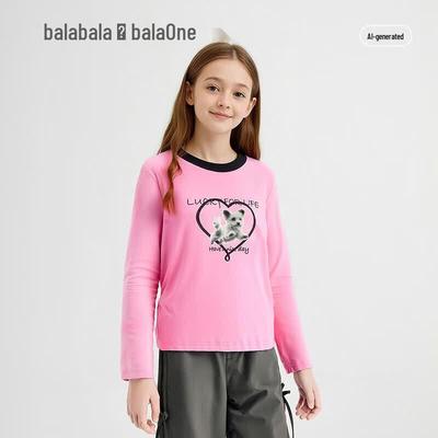 BalaOne Girls' Spring Long-Sleeve Casual Fitted T-Shirt