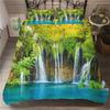 Waterfall Duvet Cover Set Natural Scenery Quilt Cover Pillowcase Landscape Forest Waterfall Queen Size Polyester Bedding Set