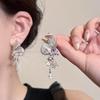 Elegant 3D Silver Butterfly Tassel Earrings for Women