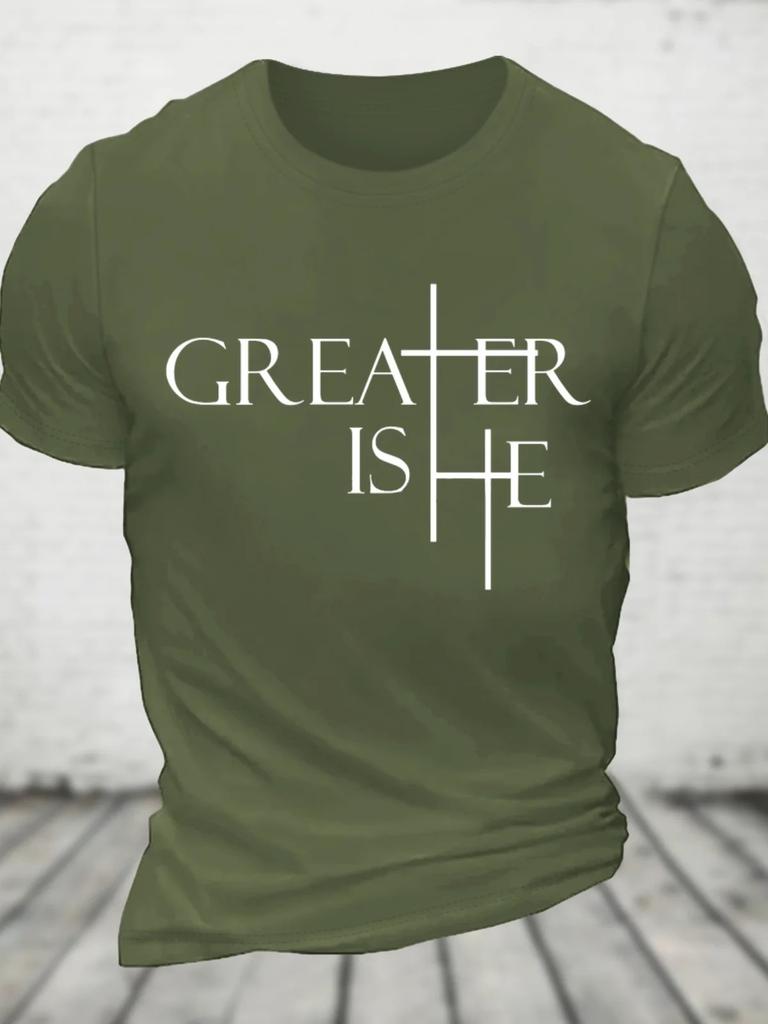 Greater Is He Cross Cotton Tshirt
