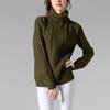 Women's Solid Color Turtleneck Sweater Long Sleeve Twisted Flower Base Sweater