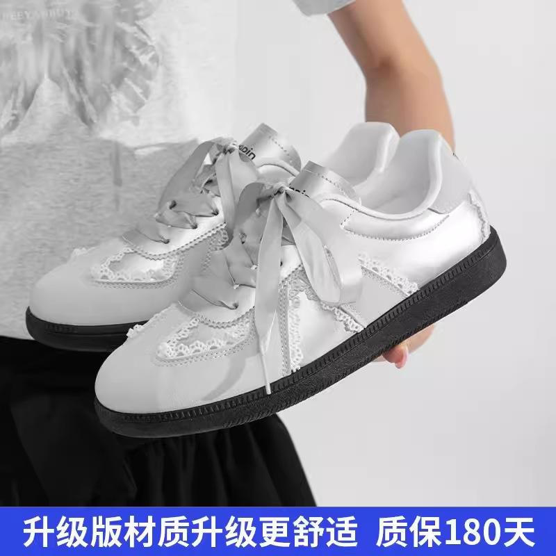 Silver German training shoes women's spring and autumn new shoes lace little white shoes niche retro women's shoes versatile board shoes