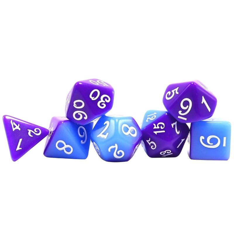 7 Pieces Multi-Sided Acrylic Dices Set Polyhedral Dices Double Color Table Game Dices Easy to Read Number Durable