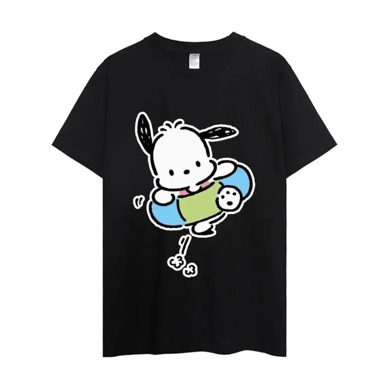 MINISO Pochacco Fashion Street Short Sleeve Tshirt Mens and Womens New Shortsleeved Collar Fashion Mens Pure Cotton