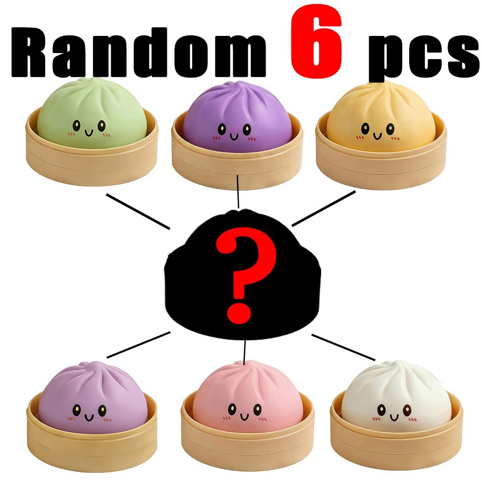 2026 New Cute Baozi Squishy Toy Stress Relief Steamed Bun Squeeze Toy with Bamboo Steamer Box Slow Rebound Desk Decor Gift