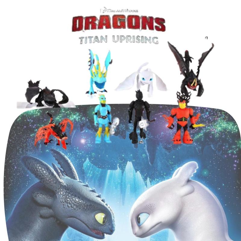 Dragon Toy Set 8-piece Night Fury Pvc Figures For Kids 4-6)