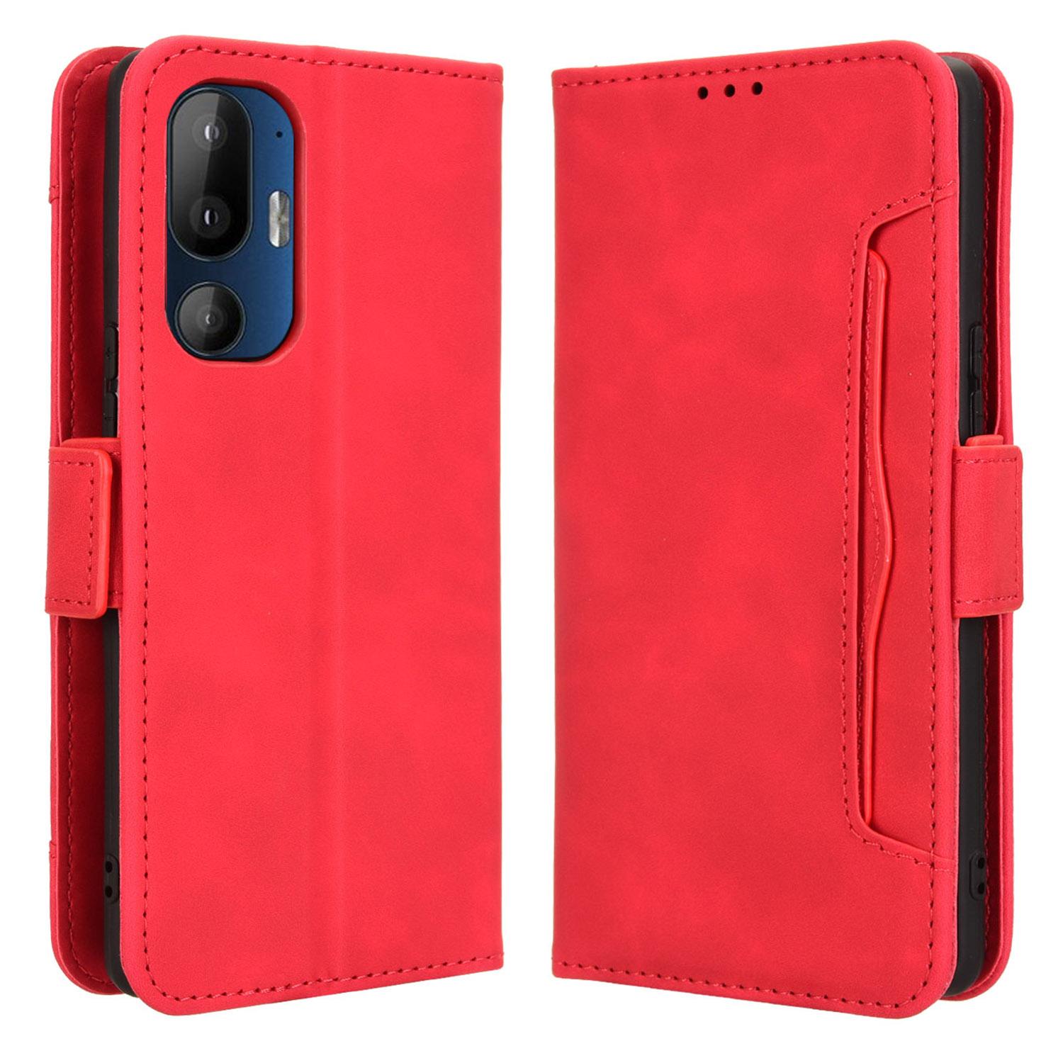 

Для HTC U24 Pro 5G Чехол Множество слотов для карт Кожаная подставка Чехол для телефона Red