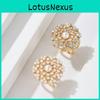 Fashionable Pearl Embedded Floral Scarf Ring Alloy Jewelry For Stylish Women