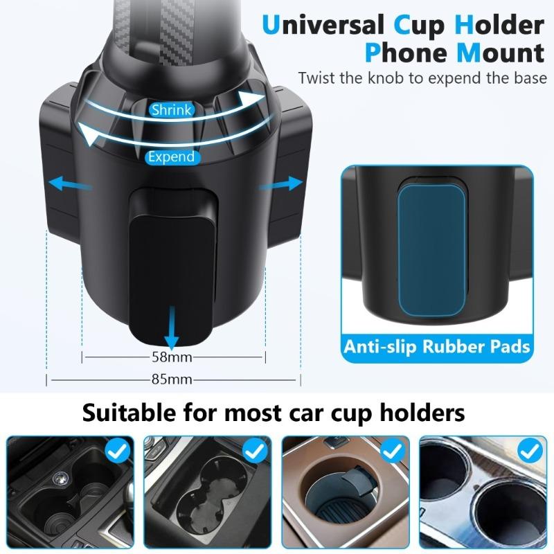 2026 New Universal Car Cup Holder Cellphone Mount Stand for Mobile Cell Phones Adjustable Car Cup Phone Mount for Huawei Samsung