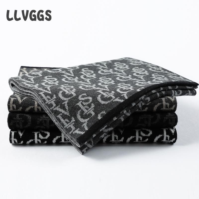 

Men s casual business letter scarf autumn and winter long warm knitted cashmere 2025 light scarf tide 180cm