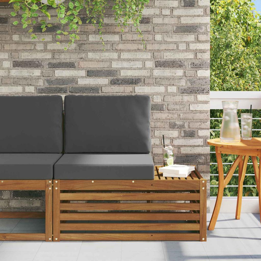 Outdoor End Sofa Natural Color 91 X 63 X 73 Cm Solid Acacia Wood