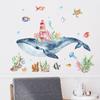 New Undersea Whale Wall Stickers for Children Kids Rooms Wall Decor Cartoon Lighthouse PVC Wall Decals Home Decoration Art Murals