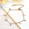 Korean 18K Rose Gold Star & Moon Titanium Steel Anklet with Diamonds - Unique Women's Forest Style, Non-Fading.