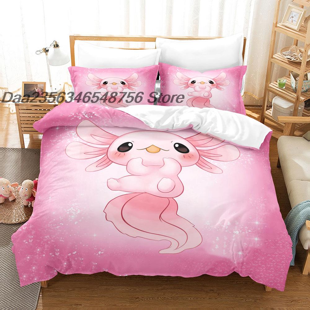 Comforter New Animal Axolotl Bedding Set Single Twin Full Queen King Size Bed Set Aldult Kid Bedroom Duvet Sets Cartoon Bed