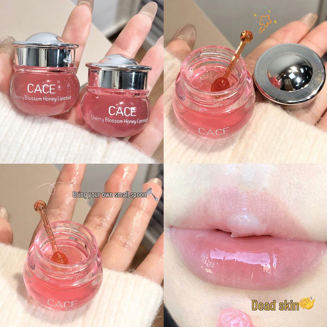 

CACE Бальзам для губ с медом и ароматом цветущей вишни: Увлажняющее, придающее объем, нелипкое желеобразное масло для губ для длительного питания. 5.8g