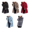 Women's Wool Blend Trench Coat Hooded Single-Breasted Pea Coat Fall Winter Thick Warm Jacket Casual Mid-Long Overcoat