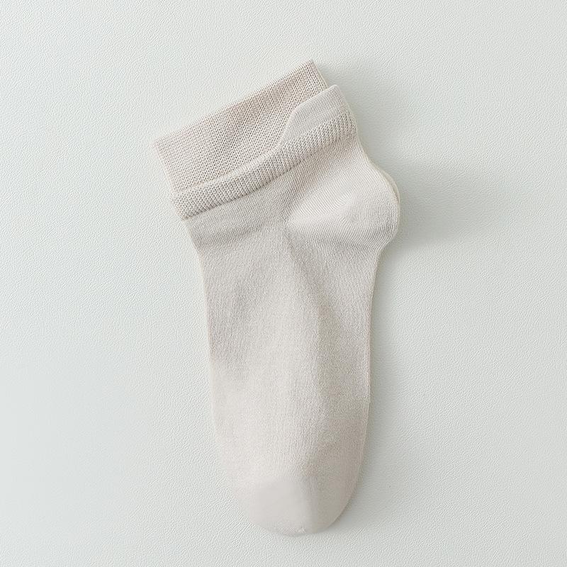 Men Spring and Autumn Pure Cotton Ear Lifting Sweat Absorbing Deodorizing Matching Color Short Tube Socks