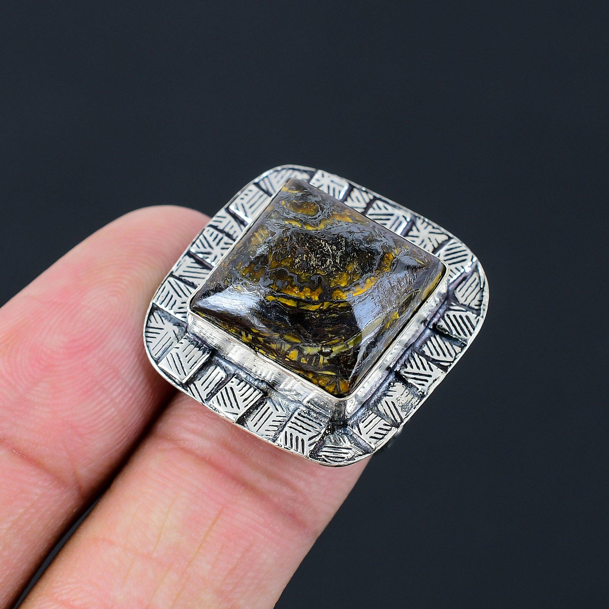 Iron Iron Tiger Eye Stone 925 Sterling Silver New Statement Ring Jewelry US 6 6