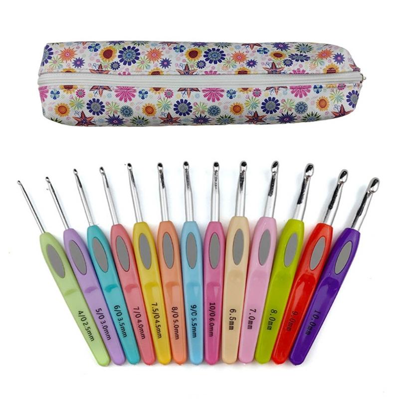 

13Pcs Crochet Hook Set with Stainless Tip and Ergonomic Grip Soft Grip Handle Knitting Needle Set to Beginner and Adult 1