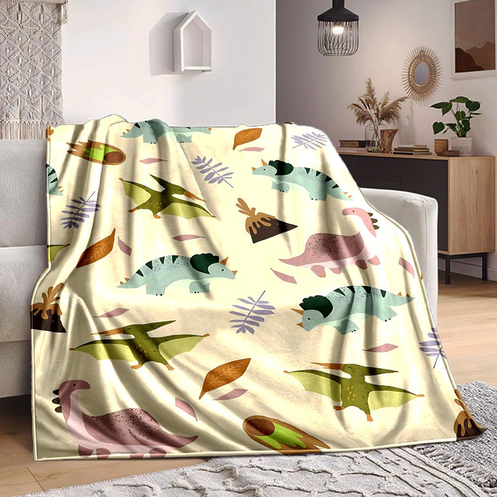 1pc Dino World Lightweight Flannel Blanket, Comfortable and Warm Blanket, for Office and Camping Sofa Bed, Livingroom069