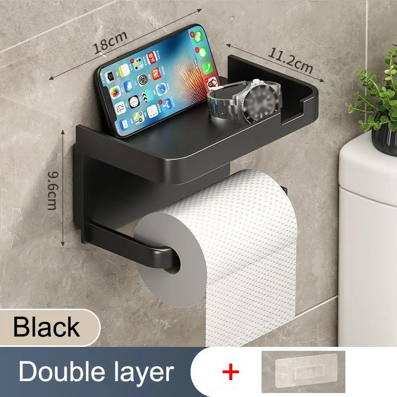 Toilet Paper Holder Plastic Storage Rack Wall Mounted Bathroom Kitchen Towel Placement Toilet Paper Roll Box Phone Storage Rack