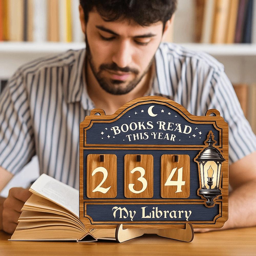 Wooden Material Books Counter Sign Hanging Decor Table Decor Wooden Reading Tracker Reading Tracker Sign For Book Lovers