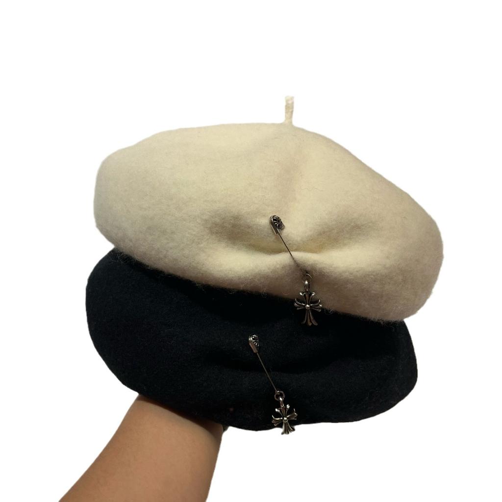 Australian Wool Beret Women'S French Personality Irregular Cross Star Anise Bud Hat Sweet Cool Painter Hat