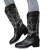 New Thick Heel Y Western Cowboy Boots Embroidered Sleeve Retro Tall Large Size Riding Boots Women