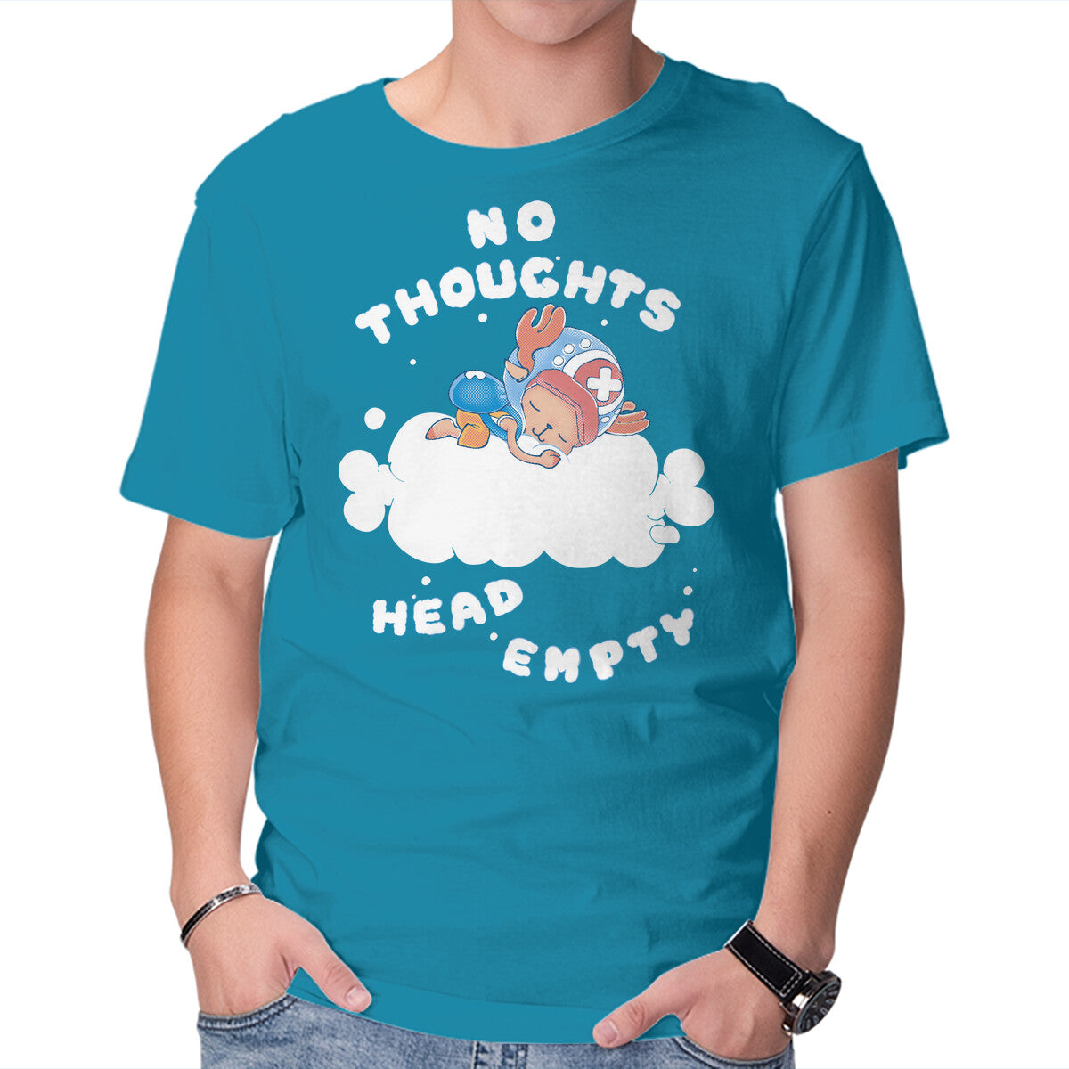 Unisex Crew Neck T-Shirt No Thoughts Graphic Short Sleeve Casual Tee S