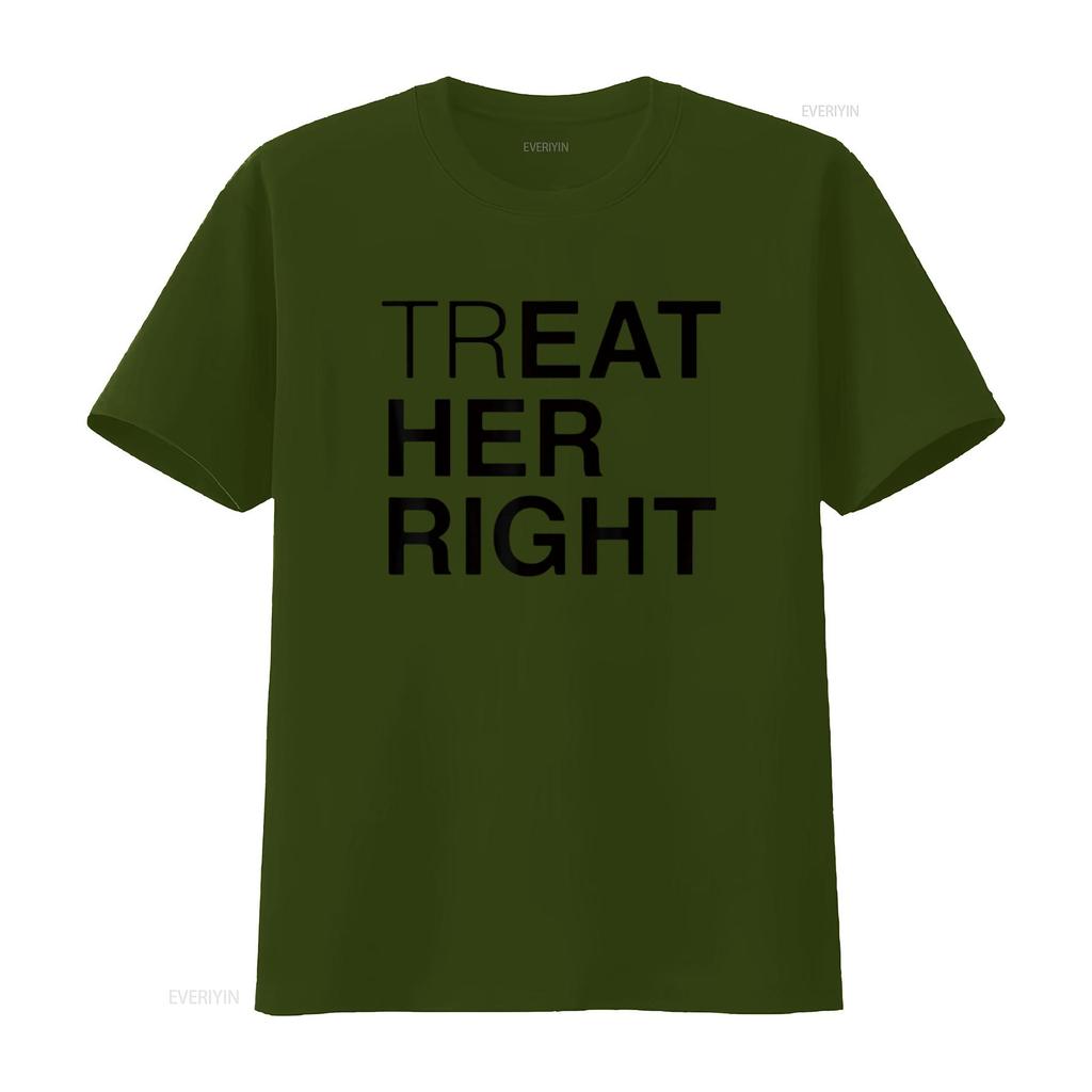 Mens Treat Her Right T Shirt White 2XL vintage Washed Stretched Slightly designer clothes streetwear Unisex fashion Breathable