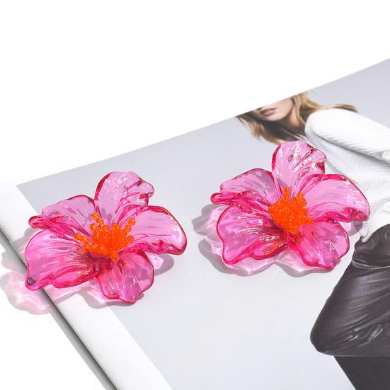 1 Pair Women Earrings Transparent Flower Shape Acrylic Earrings Lightweight Stud Earrings Jewelry Gift