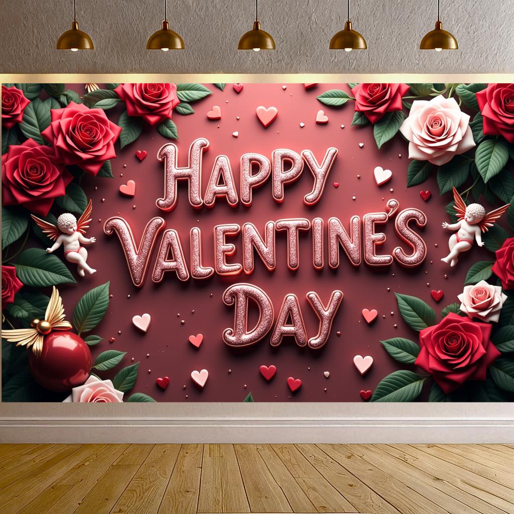 Romantic   Photo Booth   Eye-Catching   Cupid   Festive   Background   Elegant   Backdrop   for Photography