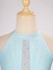 Meisjes Kunstschaats Dans Crop Top Strass Mouwloos Keyhole Rug Vest voor Optreden Gymnastiek Recital