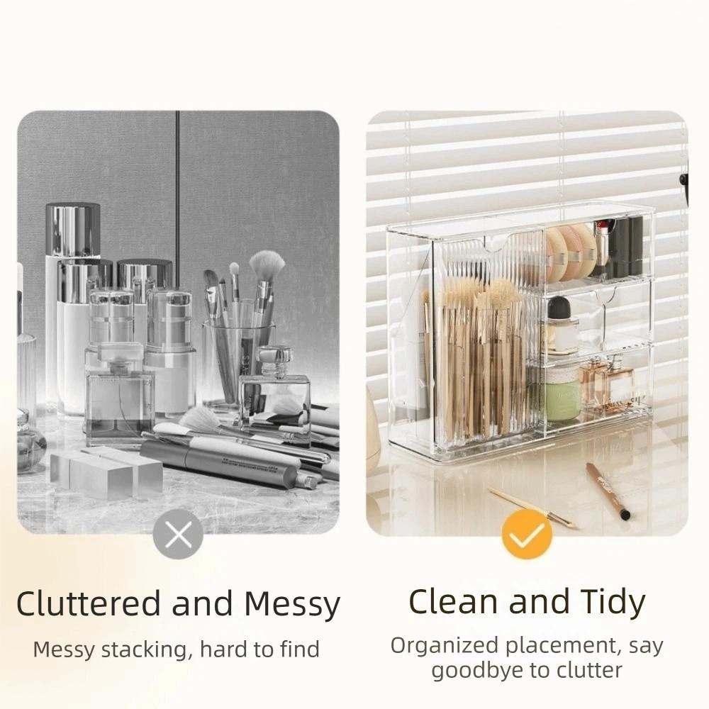 Boîte de rangement cosmétique en plastique Transparente Anti-poussière Présentoir à cosmétiques Grande capacité avec tiroirs Porte-rouge à lèvres Salle de bain