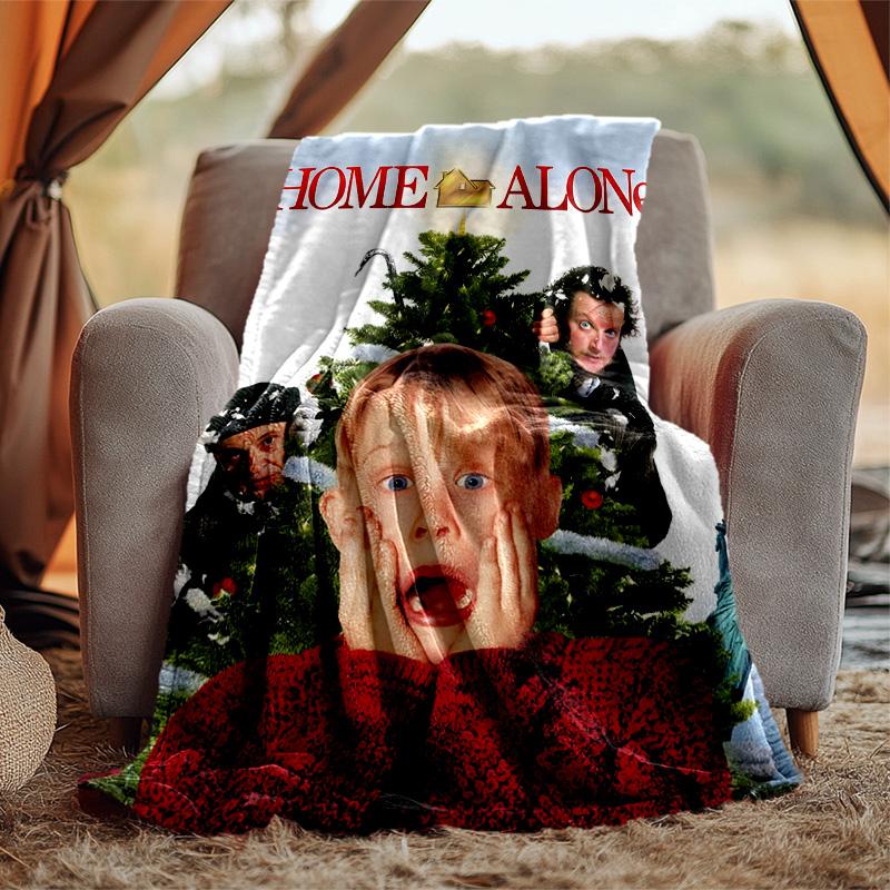 Home Alone Flannel Blanket Soft Warm All-Season Throw, Design for Camping, Car Travel, Hiking Sofa, Bed, Office Perfect Gift for Parties
