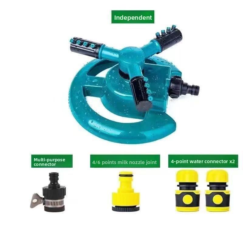 

Пластиковая вращающаяся на 360 градусов автоматическая дождевальная головка-трезубец для сада with 4-point connector set синий