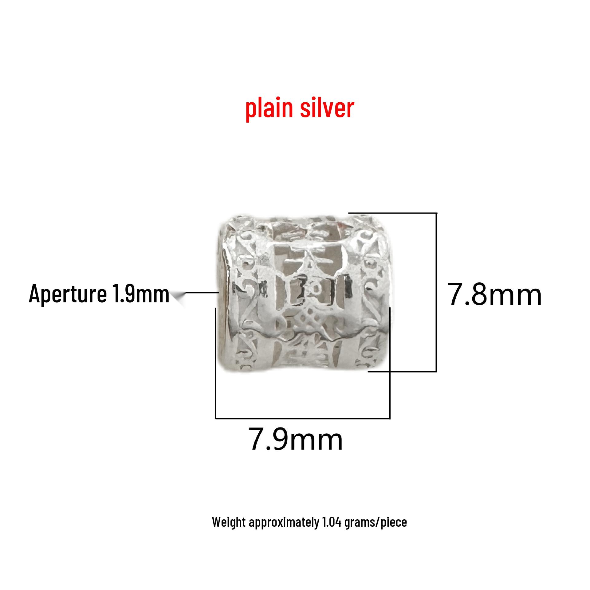 S999 Sterling Silver 3D Colorfast Hollow Barrel Beads for DIY Crystal Bracelet and Necklace Weaving Sterling Silver 999 серебряный