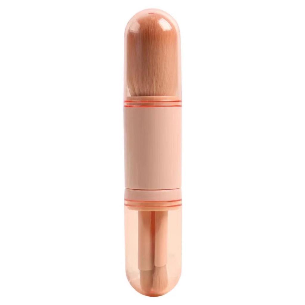 Compact 4-in-1 Retractable Makeup Brush Set for Powder, Eyeshadow, and Blush