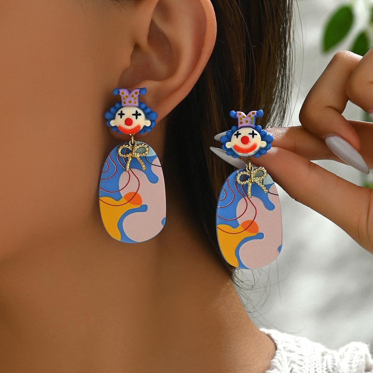 European and American Style Women s Earrings Clown Design Earrings High-end Bow Pendant Earrings 1CM*3CM