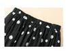 2026 Women's Quilted Polka Dot A-line Skirt - Black Cotton Linen, Thickened for Autumn/Winter