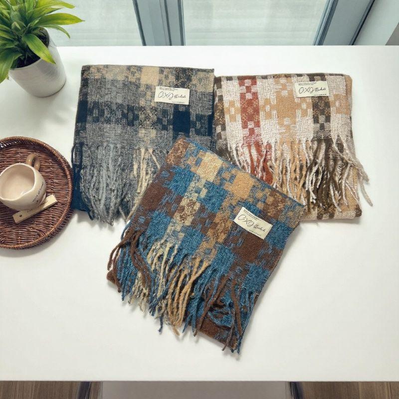 Korean-Style Imitation Cashmere Plaid Scarf - Thick, Warm Autumn/Winter Fashion for Women & Men