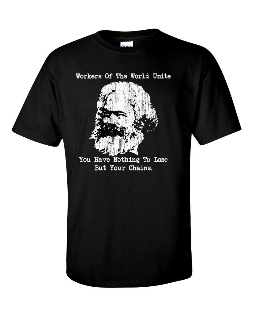 Karl Marx T-shirt Workers Unite Distressed Print Marxism Shirt
